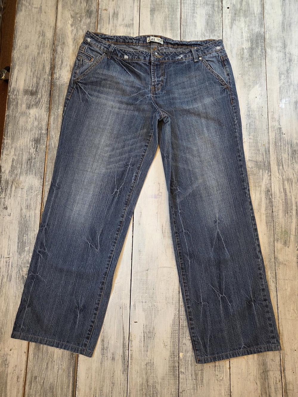 lei Ashley Trouble Women's Low Rise Straight-Leg Jeans in Medium Blue sz 15